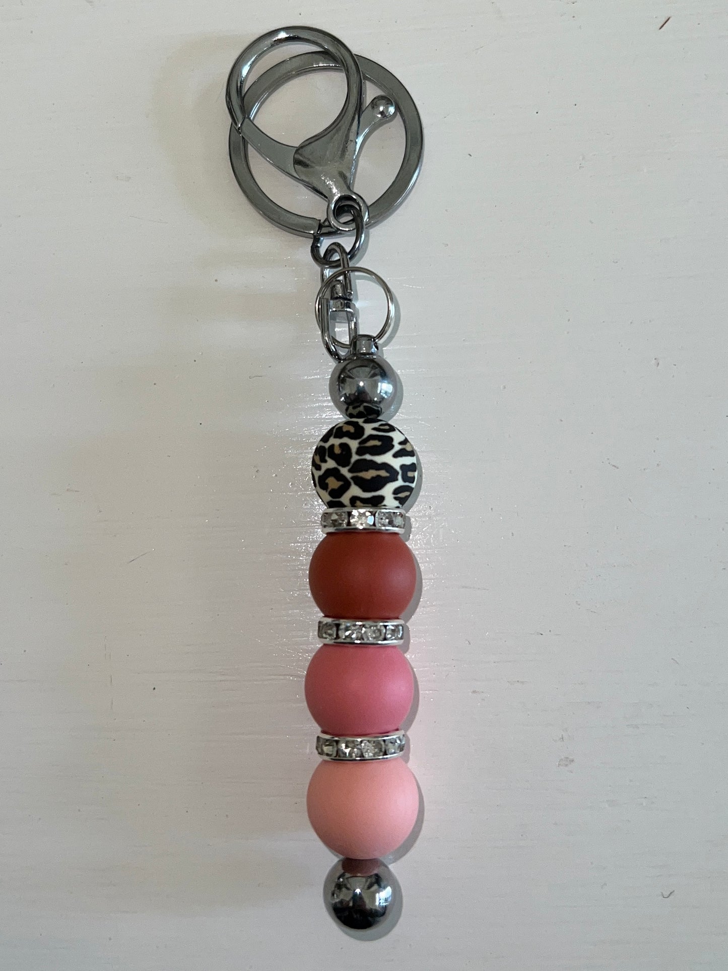 Pink Leopard Bar Keychain