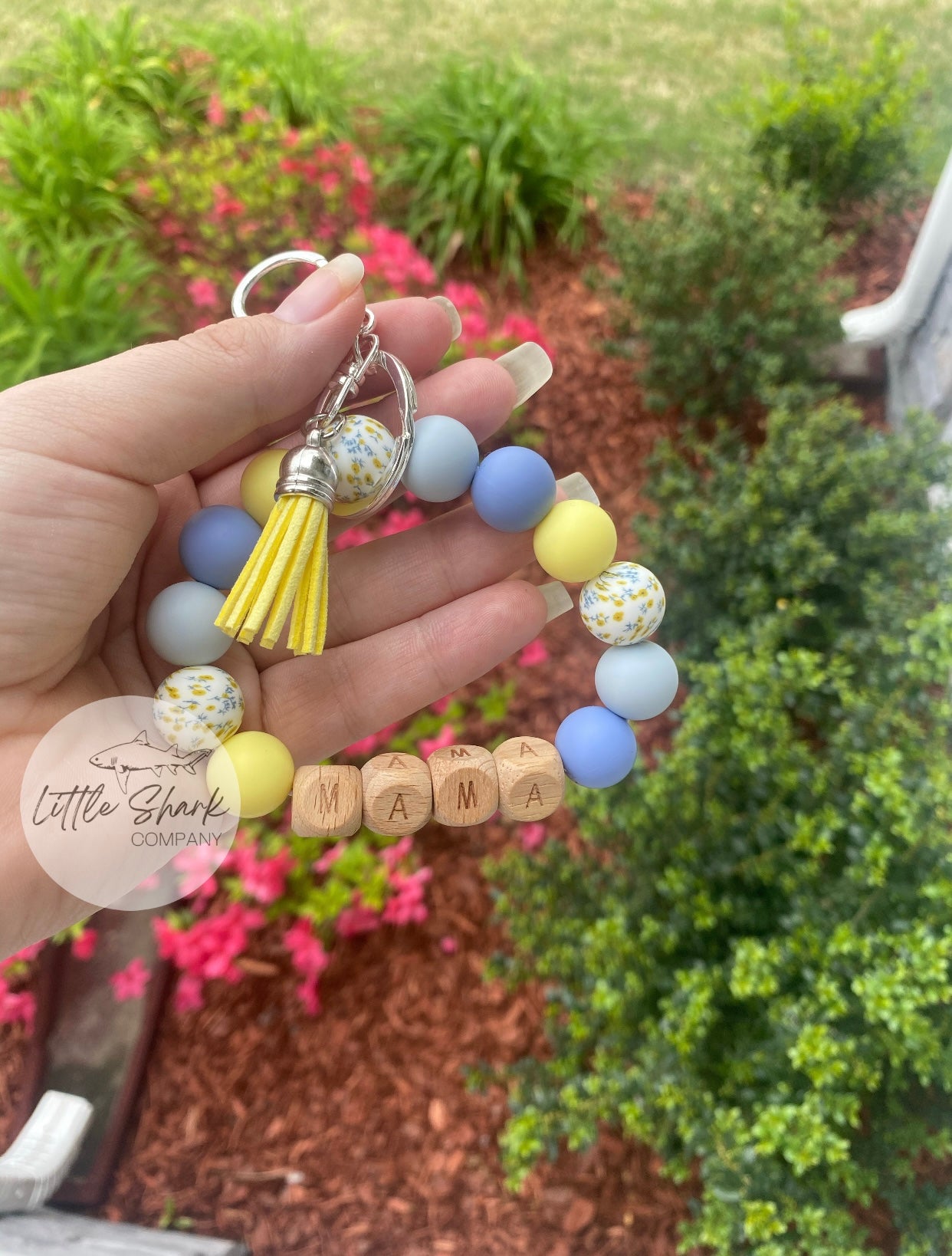 Floral MAMA Wristlet Keychain