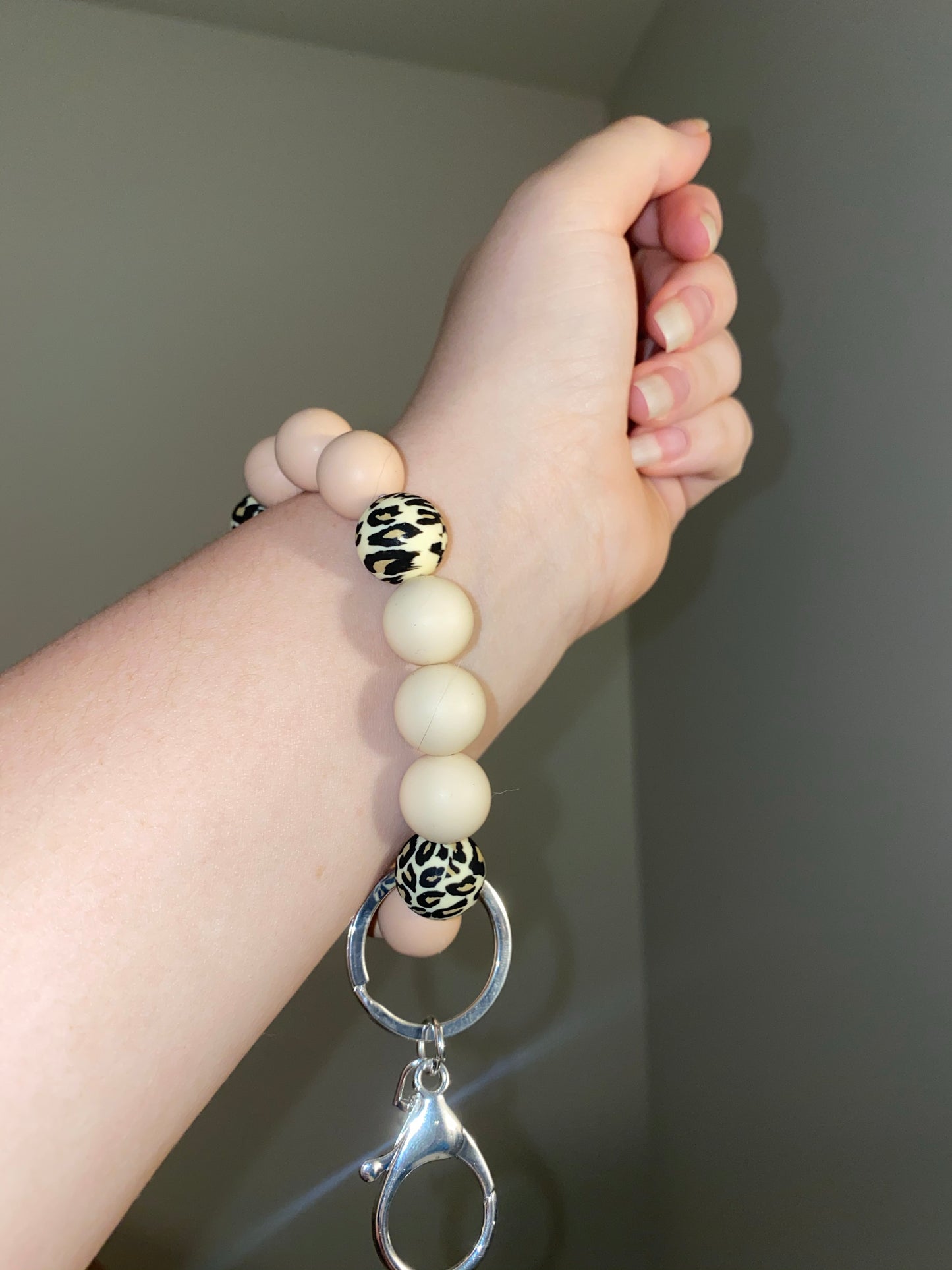 Neutral Leopard Wristlet