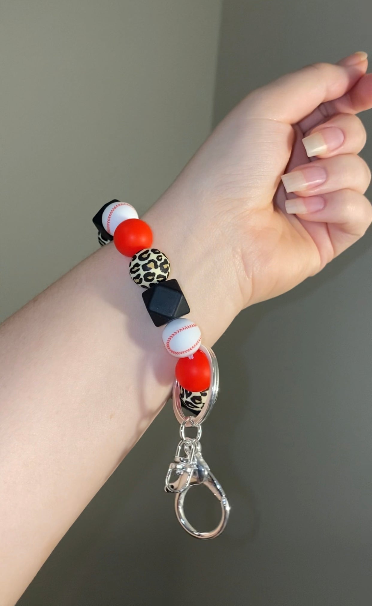 Leopard Baseball Wristlet