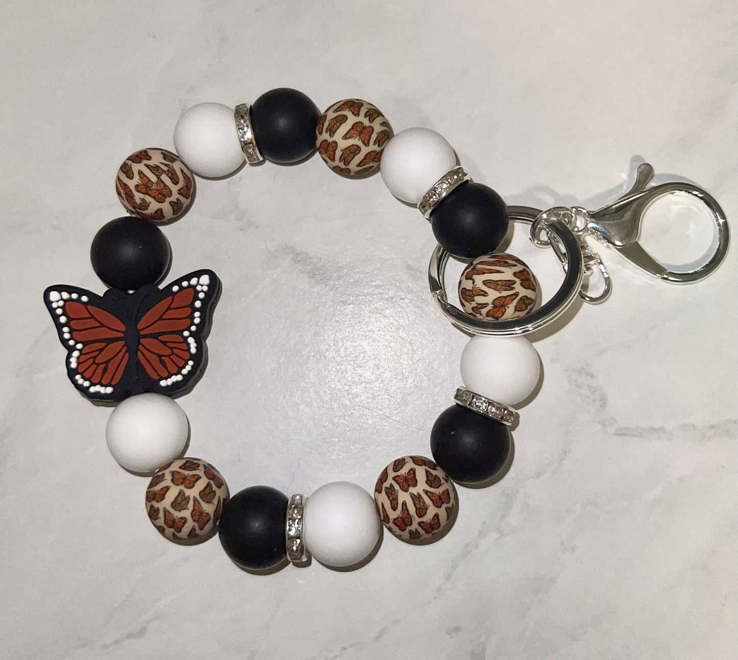 B&W Monarch Butterfly Wristlet