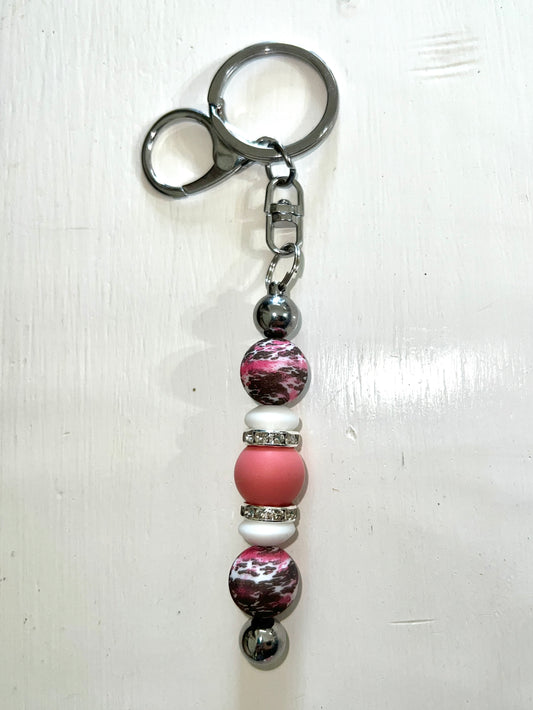 Pink Cow Bar Keychain