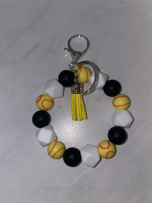 White Softball Wristlet