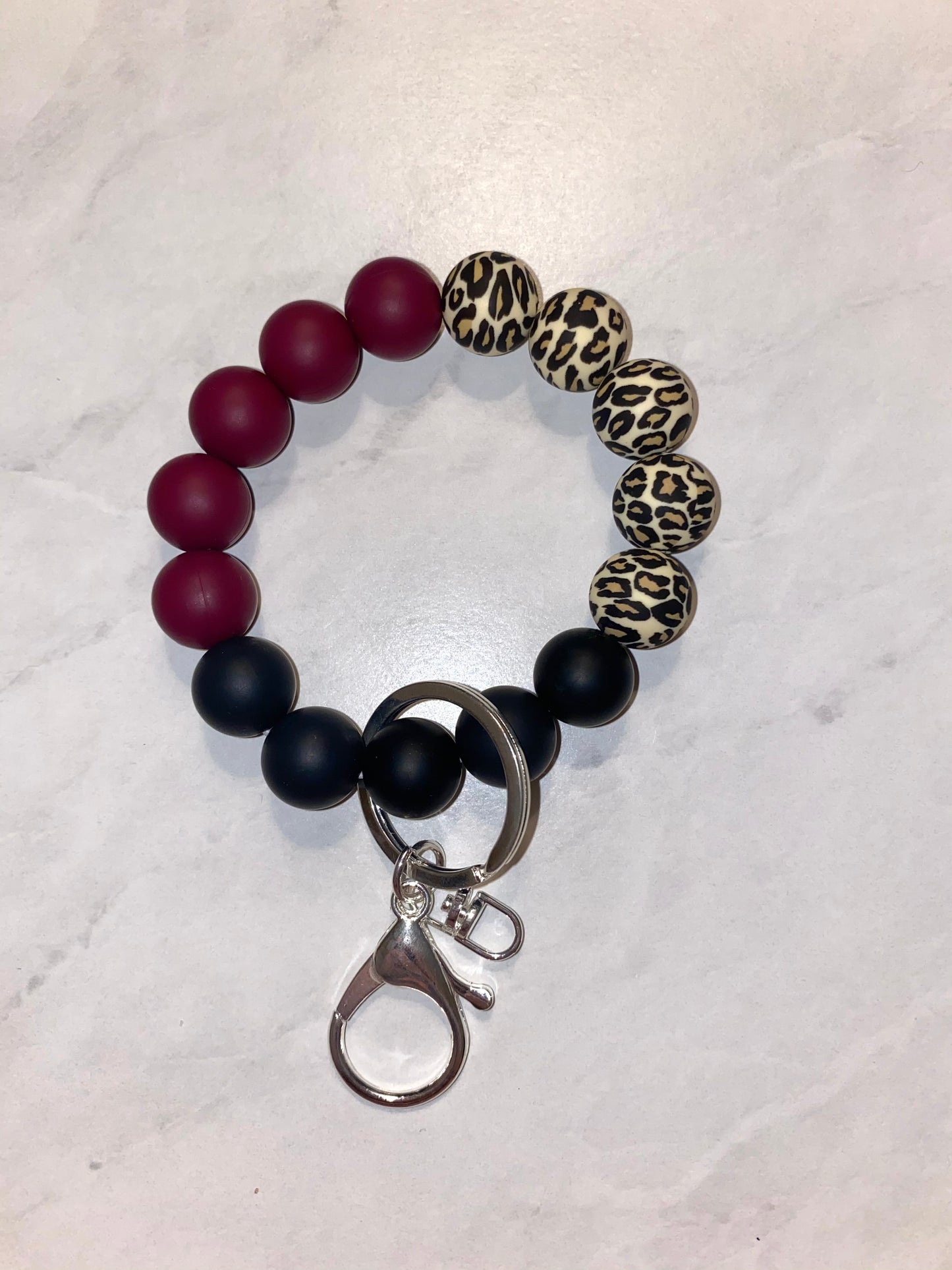 Burgundy Leopard Wristlet