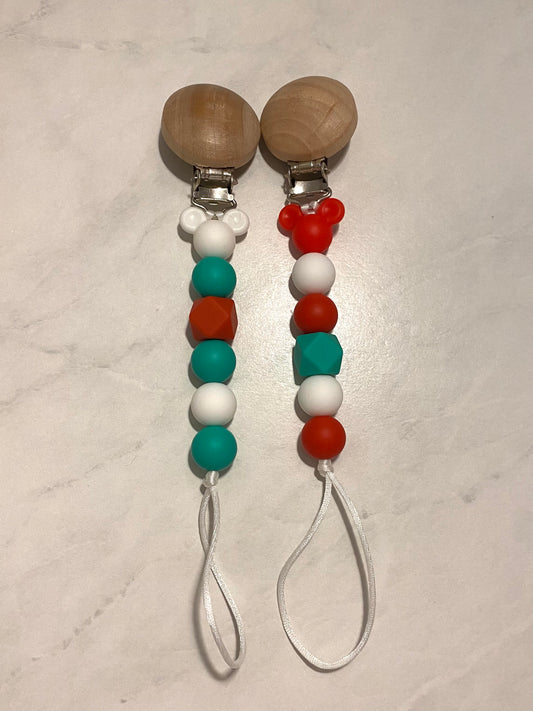 Christmas Mickey Pacifier Clips