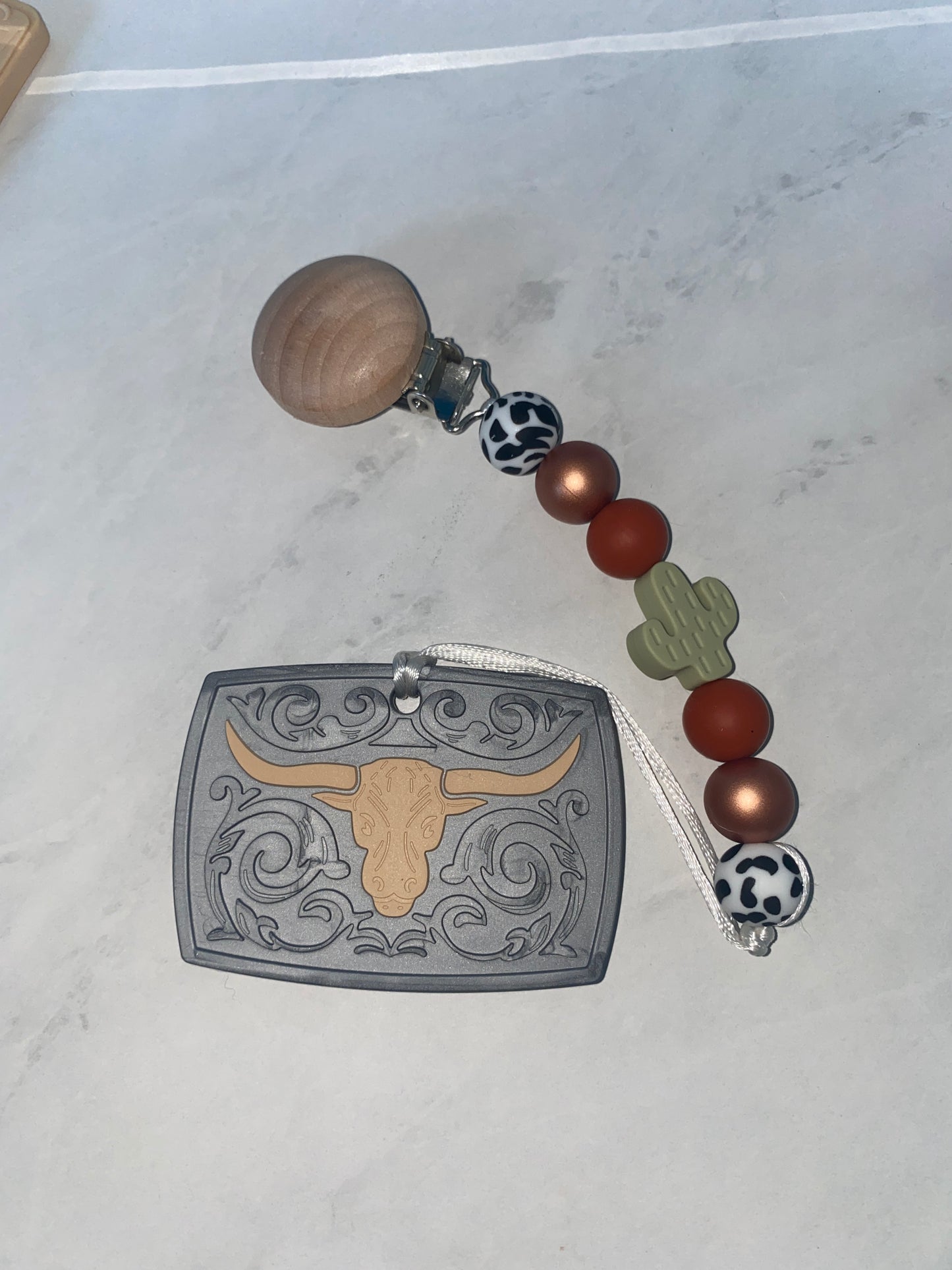Western Cactus Pacifier Clip