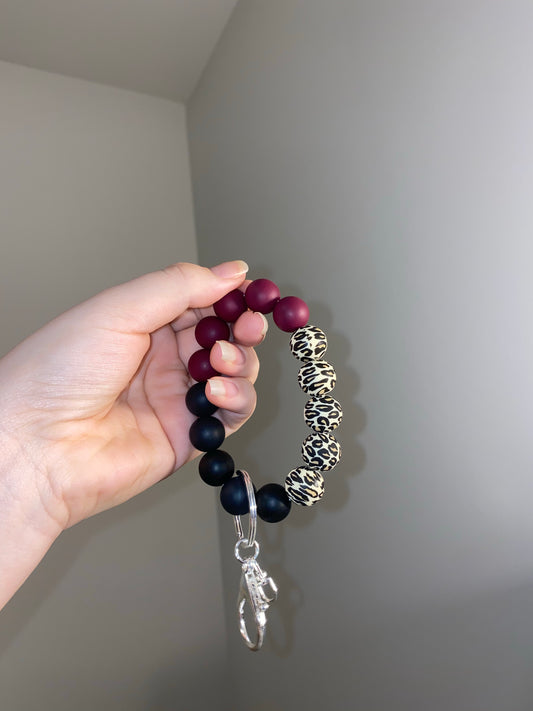 Burgundy Leopard Wristlet