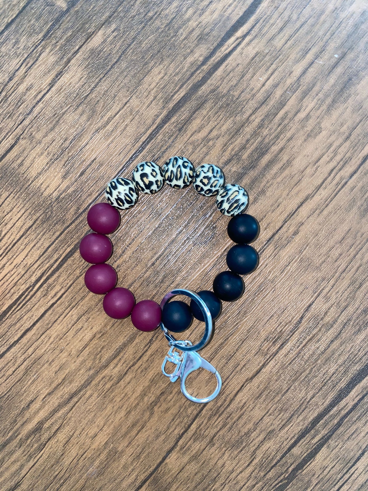 Burgundy Leopard Wristlet