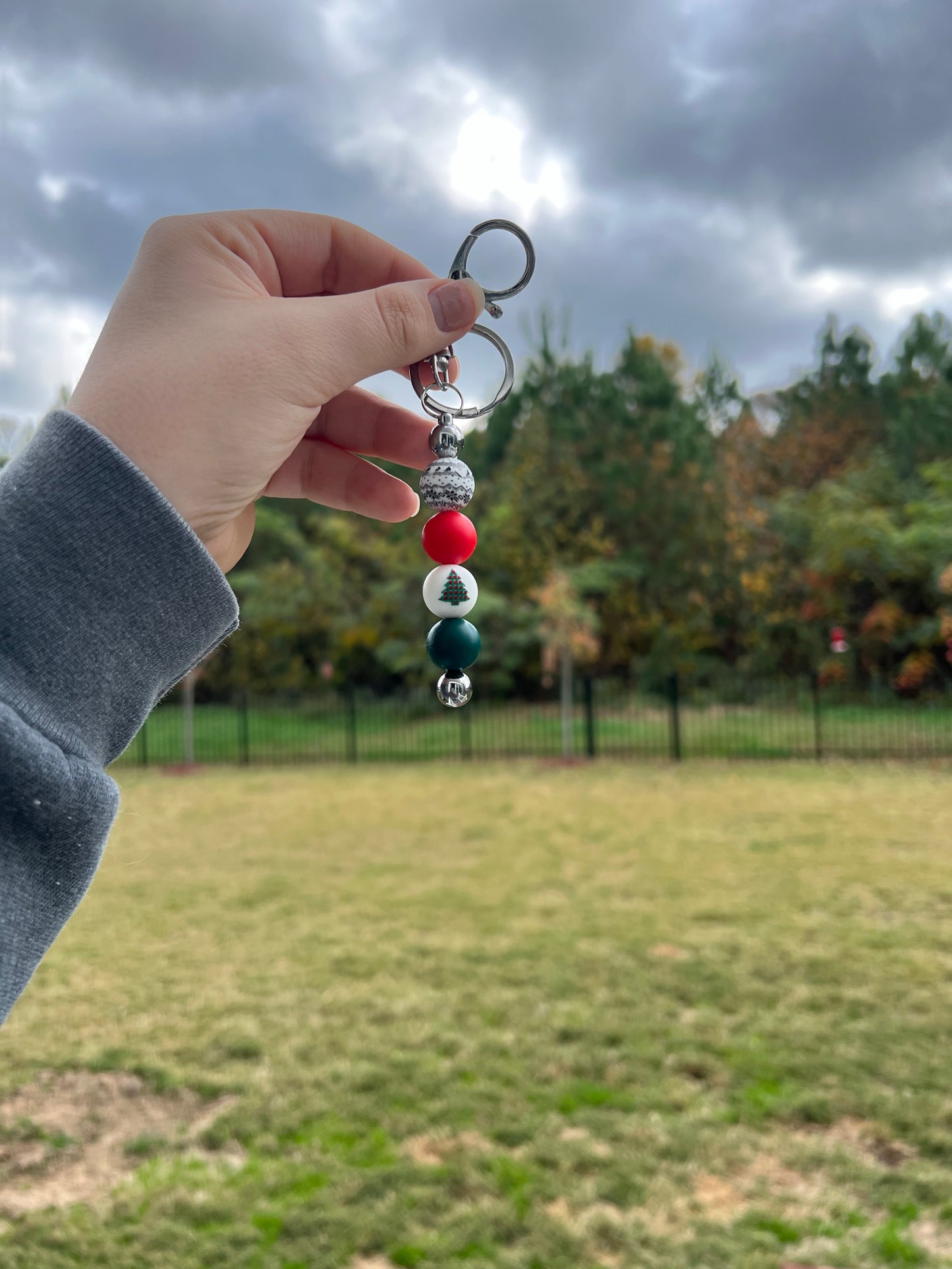 Plaid Tree Bar Keychain