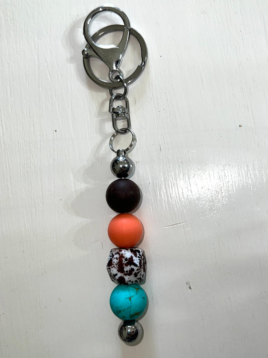 Turquoise Stone Bar Keychain